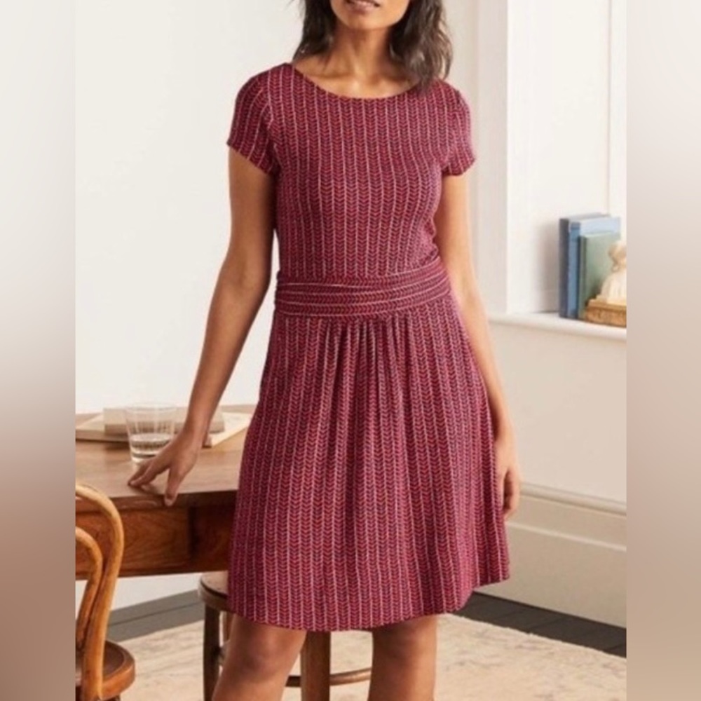 Boden Cherry Red Chevron Twist Amelie Jersey Dress 2R
